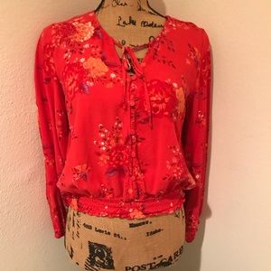 Mudd Floral Red Boho Blouse - Med
